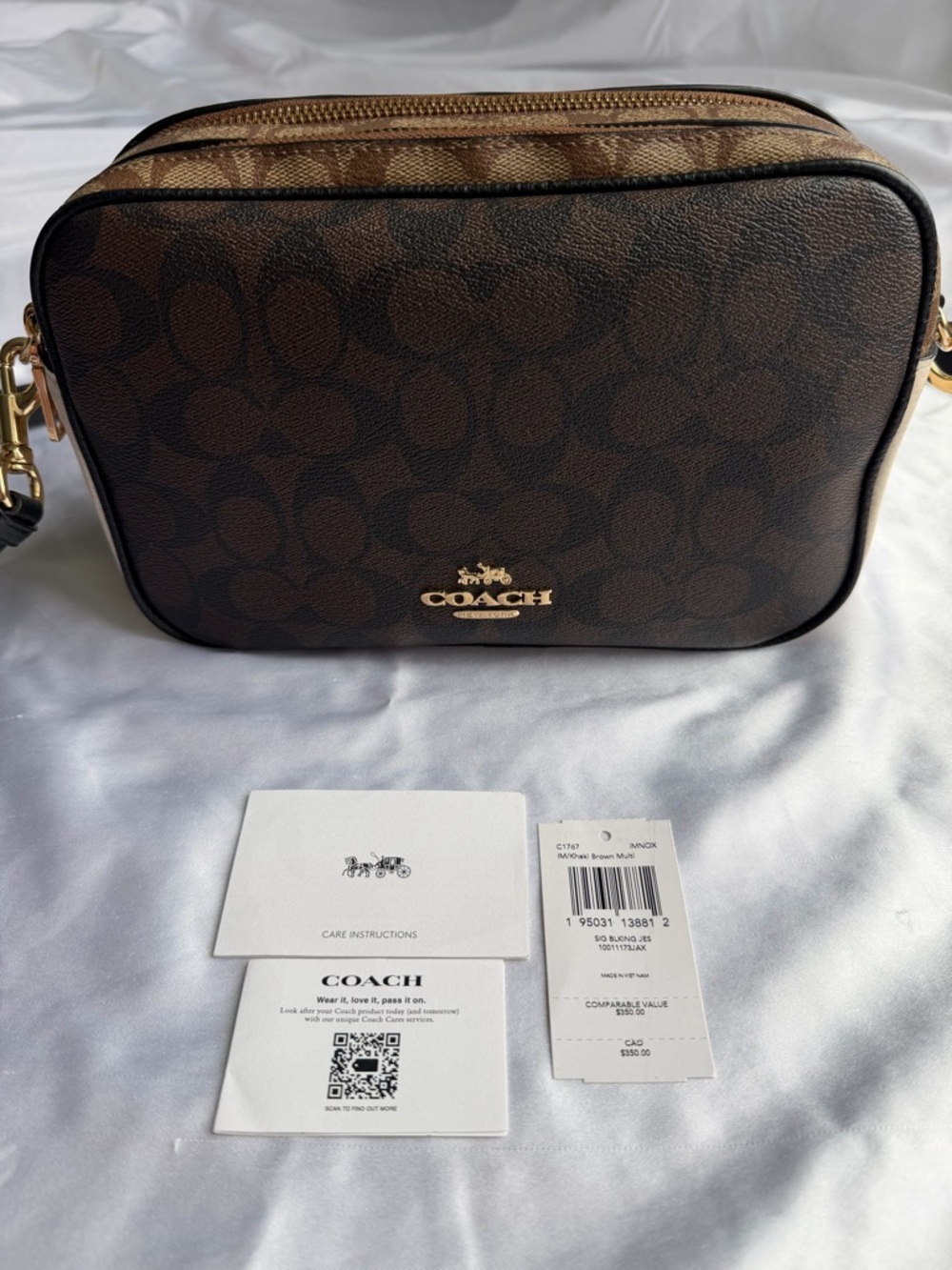 Coach JES Signature Colorblock Canvas Crossbody Bag with Gold Logo